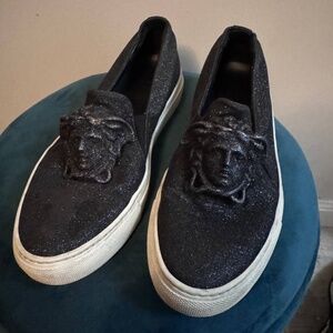 Authentic women's Versace Glitter Medusa flats